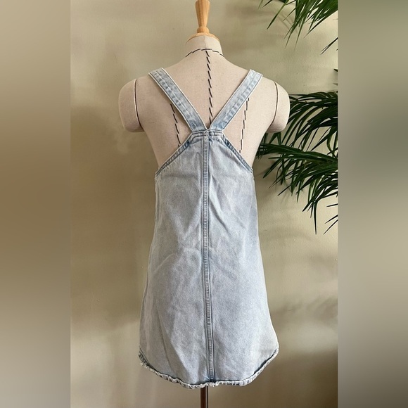 ZARA Light Wash Denim Mini Overall Dress | XS - Picture 3 of 10